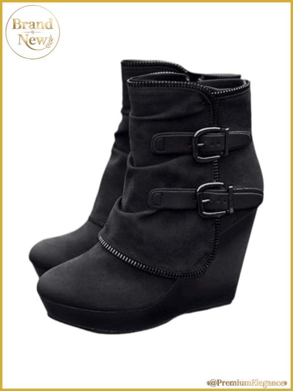 Faux Suede Wedge Ankle Boots Women's Comfortable Platform Booties